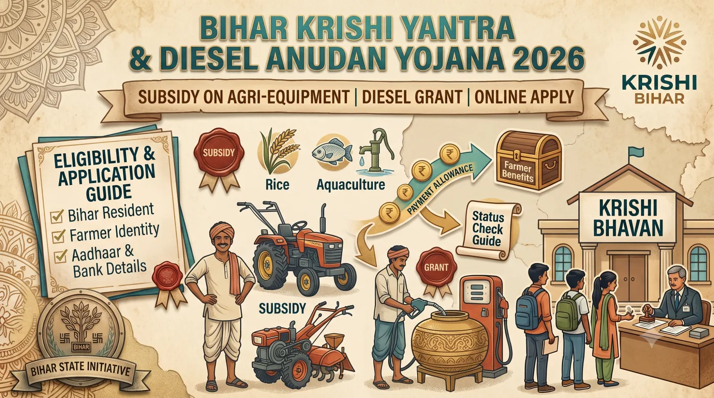 Bihar Krishi Yantra & Diesel Anudan Yojana 2026 Bihar Krishi Yantra & Diesel Anudan Yojana 2026