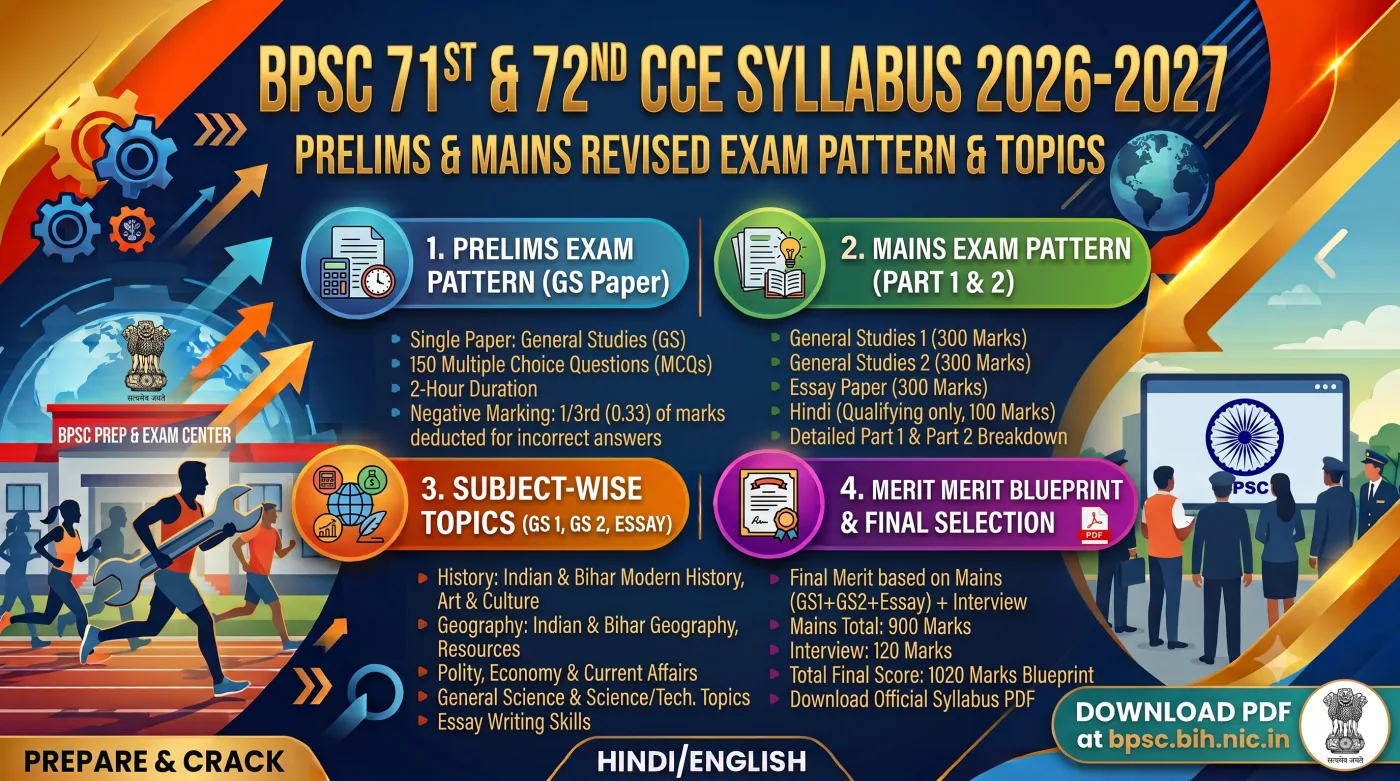 BPSC 71st & 72nd CCE Syllabus 2026-2027 BPSC 71st & 72nd CCE Syllabus 2026-2027
