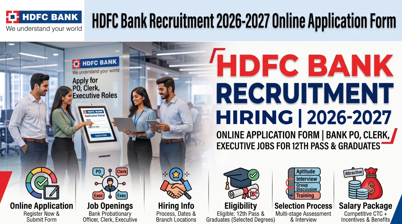 HDFC Bank Recruitment 2026-2027 Online Application Form HDFC Bank Recruitment 2026-2027 Online Application Form