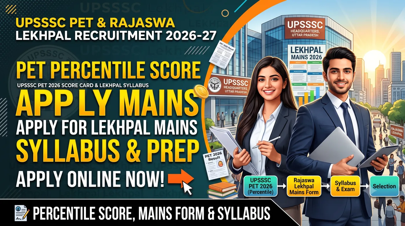 UPSSSC PET & Rajaswa Lekhpal Recruitment 2026-27 UPSSSC PET & Rajaswa Lekhpal Recruitment 2026-27