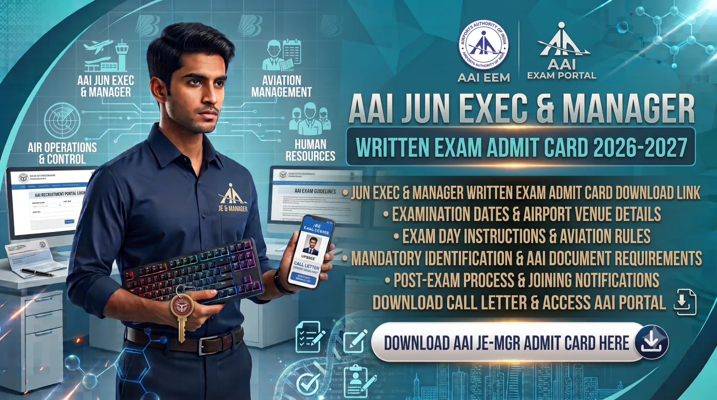 AAI Junior Executive & Manager Written Exam Admit Card 2026-2027 AAI Junior Executive & Manager Written Exam Admit Card 2026-2027