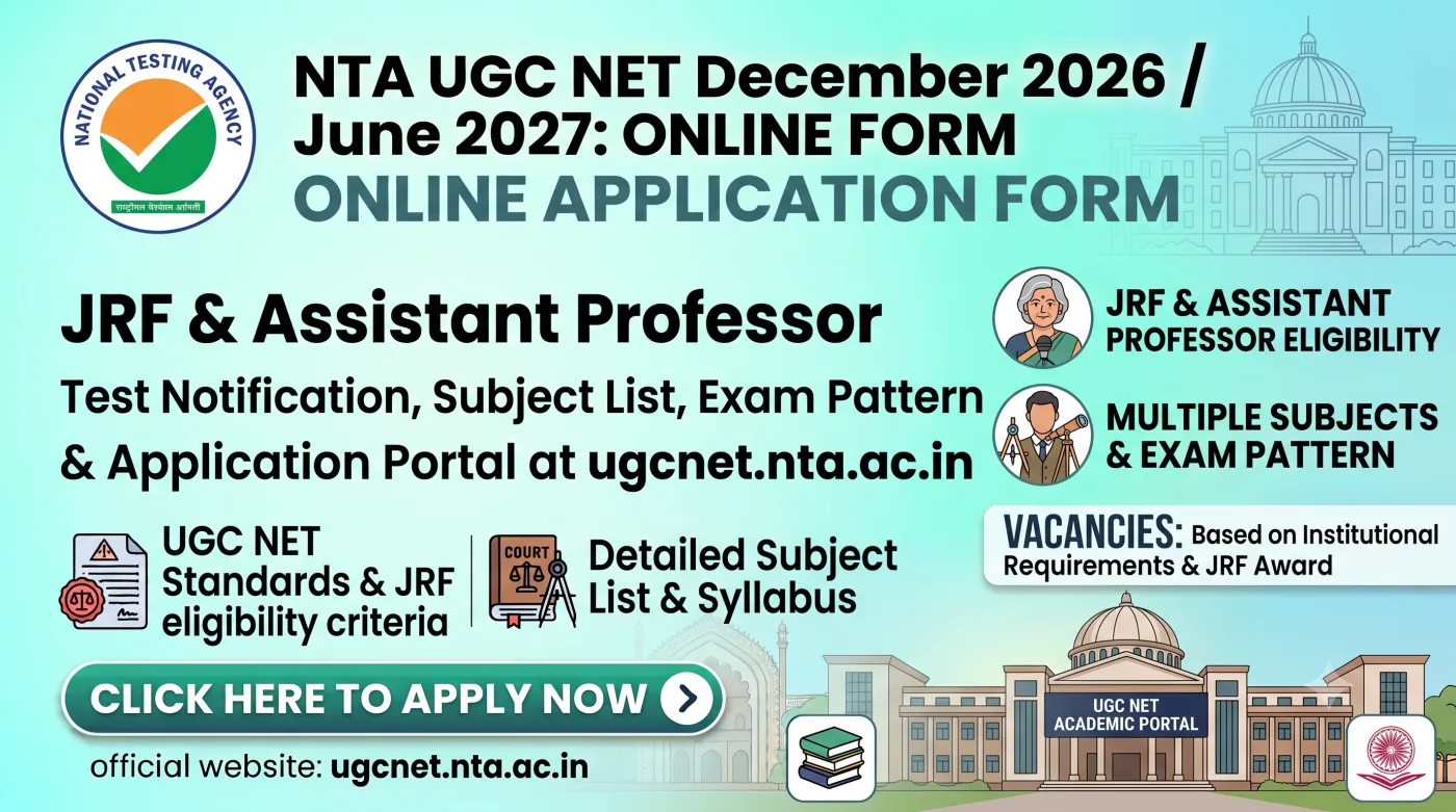 NTA UGC NET December 2026  June 2027 Online Form
