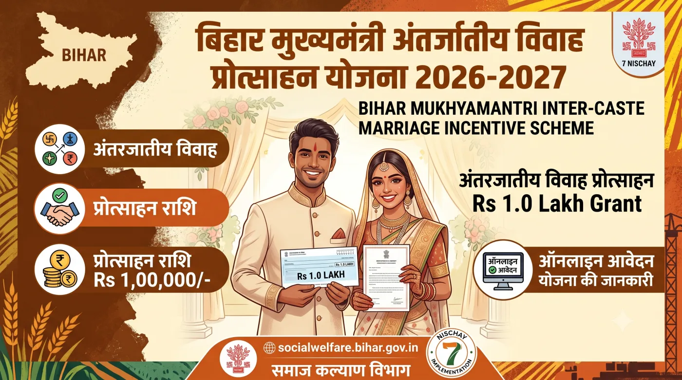 Bihar Mukhyamantri Inter-Caste Marriage Incentive Scheme 2026-2027 Bihar Mukhyamantri Inter-Caste Marriage Incentive Scheme 2026-2027