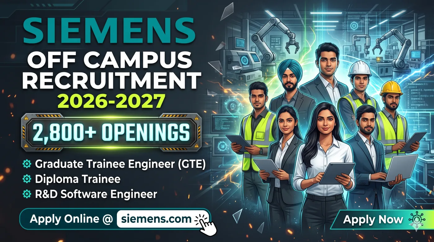Siemens India Off Campus Recruitment 2026-2027