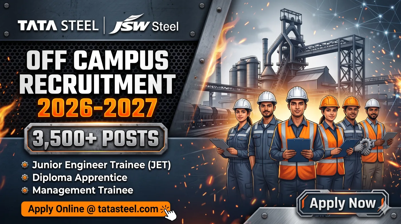 Tata Steel & JSW Steel Off Campus Recruitment 2026-2027