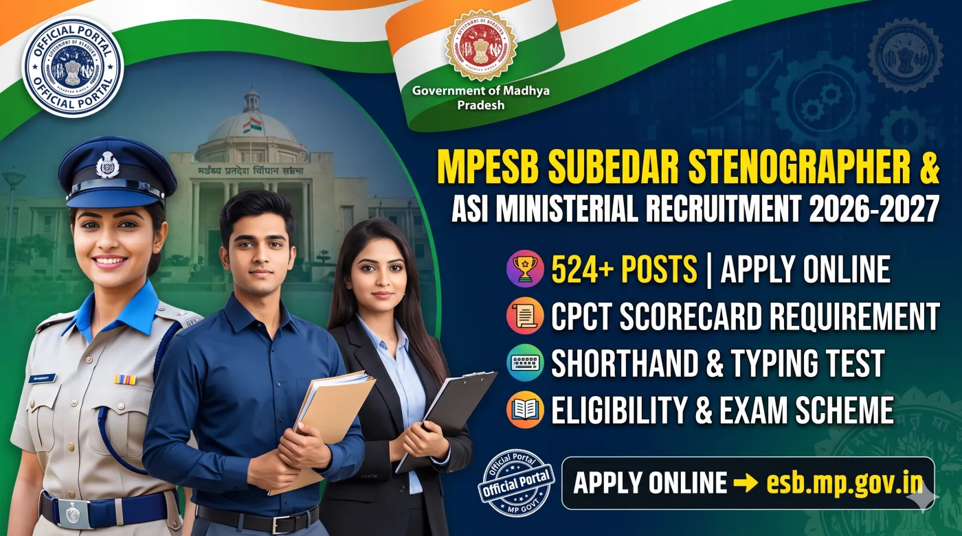 MPESB Subedar Stenographer & ASI Ministerial Recruitment 2026-2027